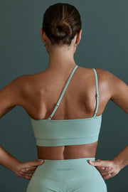 Enhance - Asymmetric Neckline Sports Bra in Sage