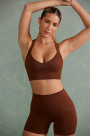 Purpose - Super Sculpt Cross Back Sports Bra in Copper Brown