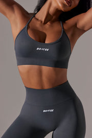 Constant - Scoop Neck Multi Strap Sports Bra in Grey