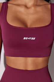 Ardour - Open Back Square Neck Sports Bra in Plum