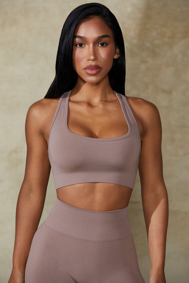 Mindset - Cut Out Define Luxe Sports Bra in Mocha