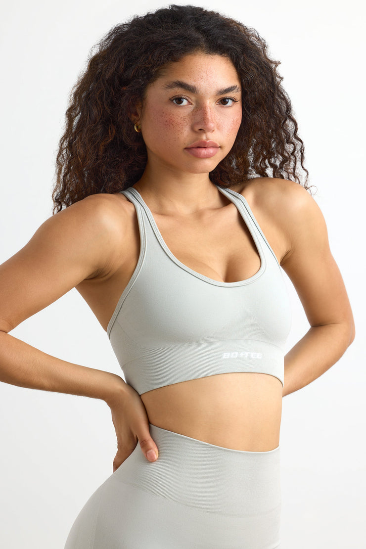 Define Luxe Cross-Back Sports Bra in Fog