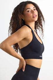 Define Luxe Halterneck Sports Bra in Jet Black