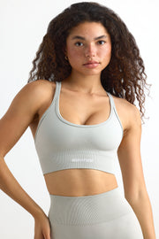 Define Luxe Strappy Sports Bra in Fog