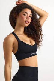 Super Sculpt Seamless Cross-Back Sports Bra in Black