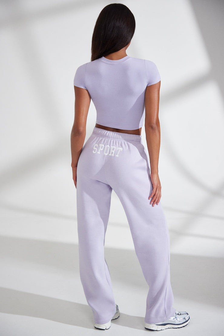 Athletics - Wide Leg Embroidered Back Joggers in Lavender