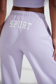 Athletics - Wide Leg Embroidered Back Joggers in Lavender