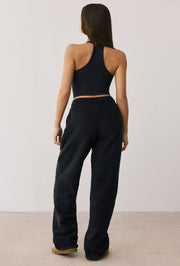 Laze - Fleece Wide Leg Joggers in Onyx