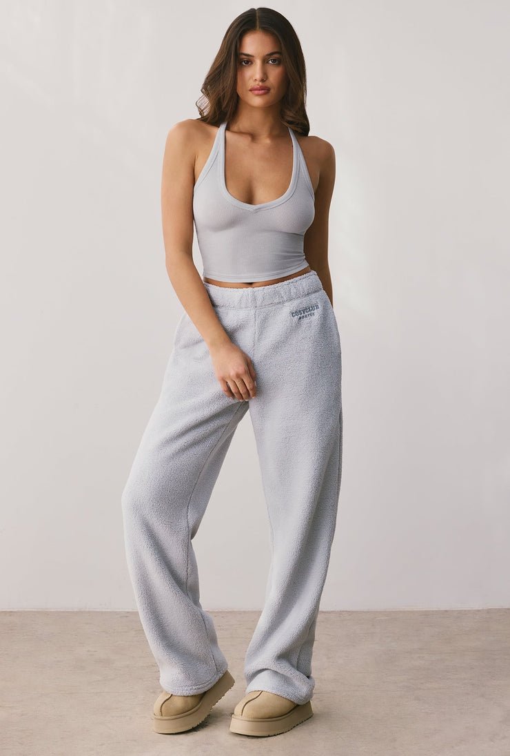 Laze - Fleece Wide Leg Joggers in Fog