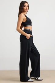 Fluid - High-Waist Straight-Leg Joggers in Black