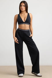 Fluid - High-Waist Straight-Leg Joggers in Black