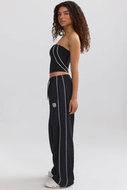 Wide-Leg Track Pants in Black