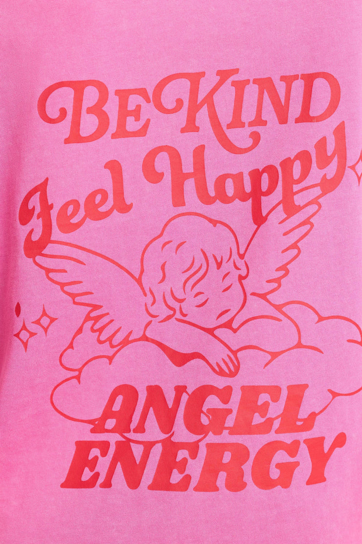 Angel Energy - Oversized Short-Sleeve T-shirt in Hot Pink