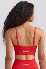 Define Luxe V-Neck Sports Bra in Poppy Red