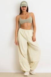 Convertible Wide Leg Track Pants in Bone