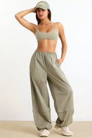 Convertible Wide Leg Track Pants in Mineral