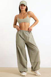 Convertible Wide Leg Track Pants in Mineral