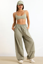 Convertible Wide Leg Track Pants in Mineral