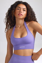 Define Luxe Halterneck Sports Bra in Purple