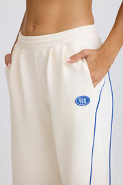 Mid-Rise Straight-Leg Joggers in White