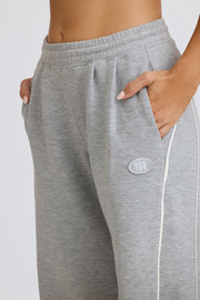 Mid-Rise Straight-Leg Joggers in Grey Marl