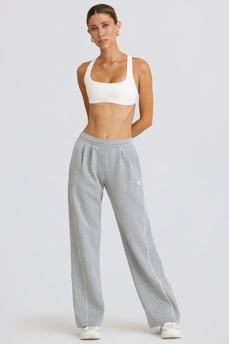 Mid-Rise Straight-Leg Joggers in Grey Marl