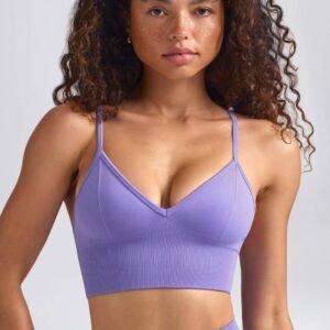 Define Luxe V-Neck Sports Bra in Purple